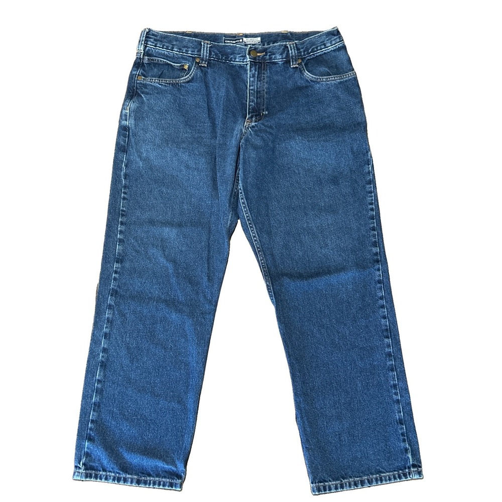 Carhartt Mens 36x30 Relaxed Fit Straight Leg Jeans Blue Denim